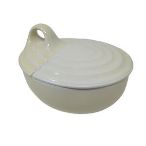 Vintage Hall Kitchenware Loop Handled Leftover Dish w/Lid UV Reactive Glaze‎